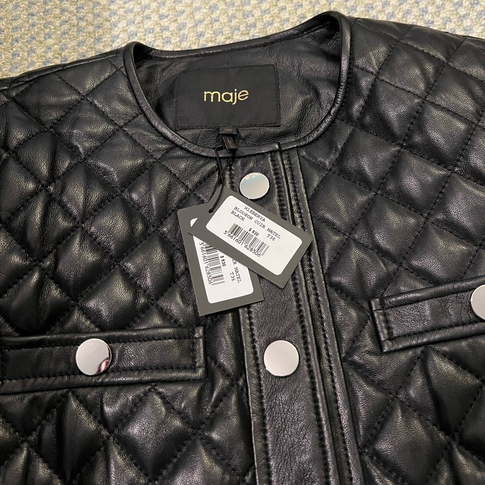 NWT Maje Quilted Leather Jacket - Picture 4 of 10